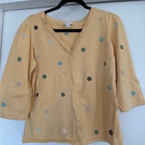 Christopher & Banks Yellow Cardigan with Embroidered Accents